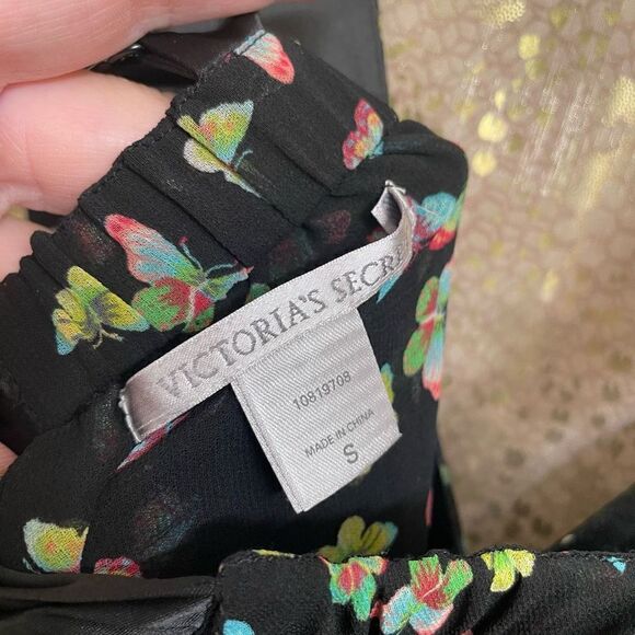 Vintage Victoria’s Secret Black Butterfly Tie Back Ruffle Tiered Top, S - Picture 7 of 8